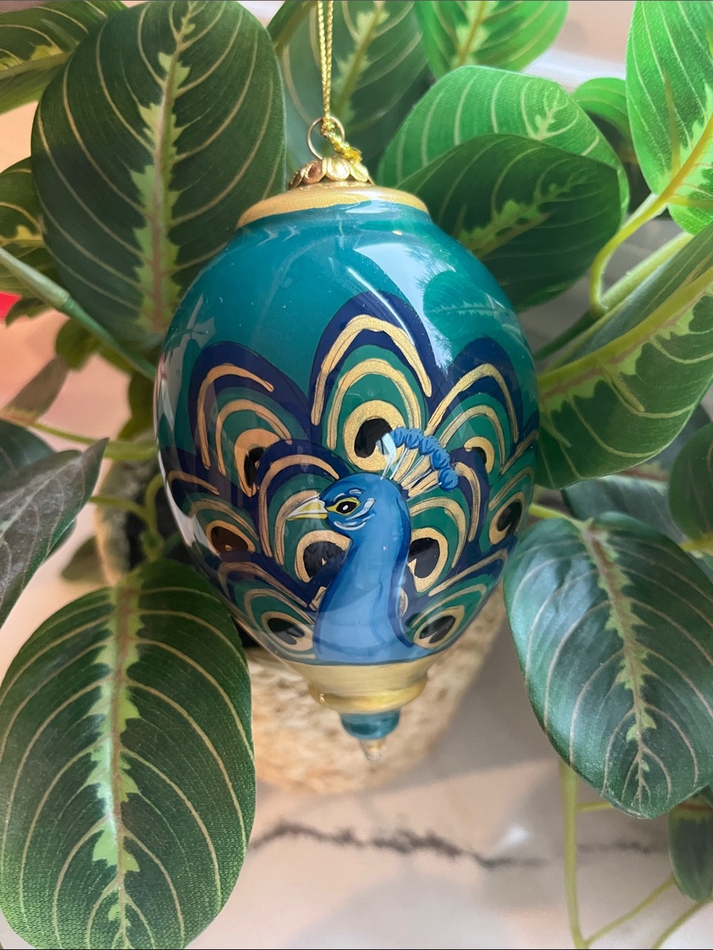 🦚 Pier 1 Li Bien 2022  Hand-Painted Peacock Ornament